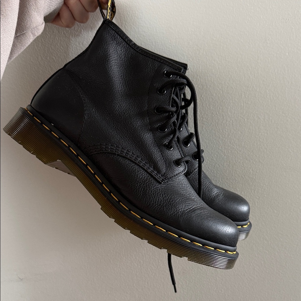 Black Leather Lace-Up Boots